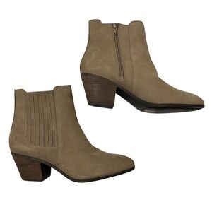 Frye Sandra Boot Gray Leather Ankle Bootie Womens 10M Side Zip Classic Neutral